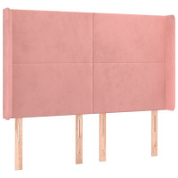 Produktbild för Sänggavel LED rosa 147x16x118/128 cm sammet