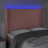 Produktbild för Sänggavel LED rosa 147x16x118/128 cm sammet