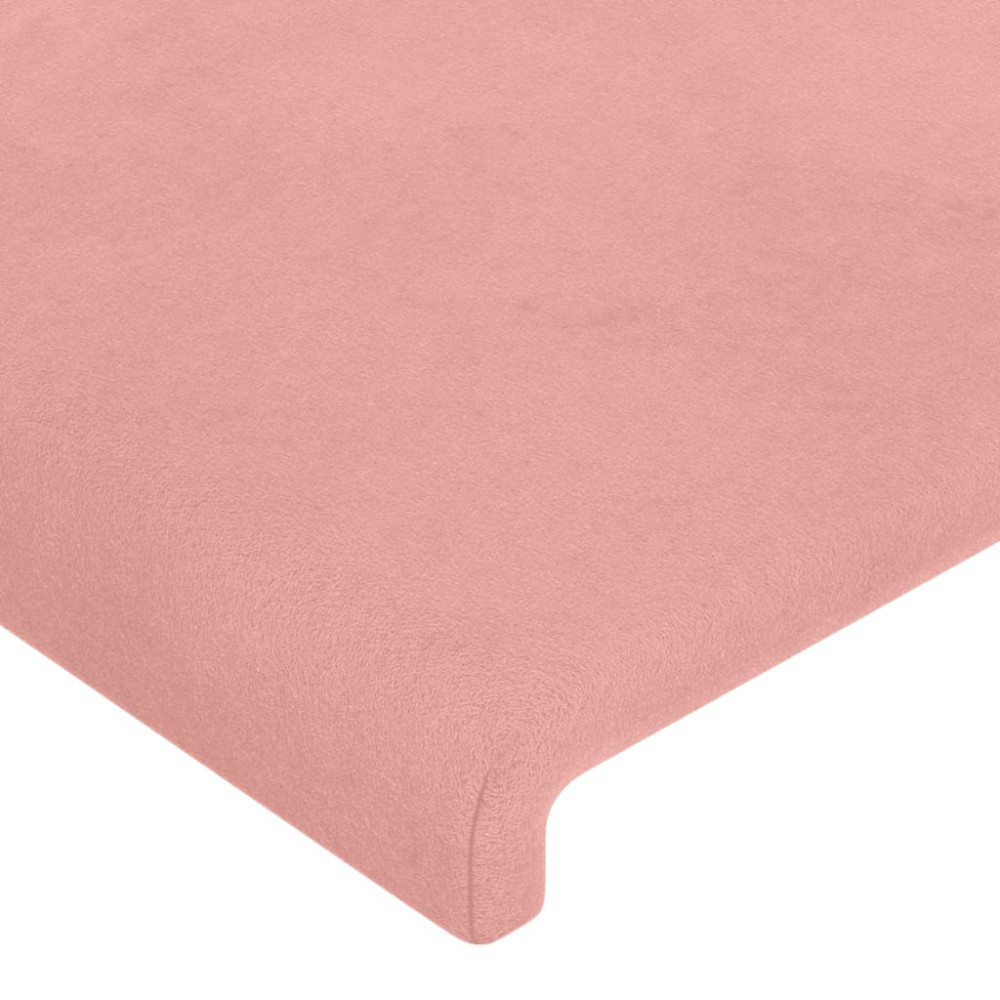 Produktbild för Sänggavel LED rosa 147x16x118/128 cm sammet