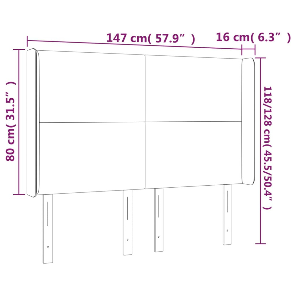 Produktbild för Sänggavel LED rosa 147x16x118/128 cm sammet