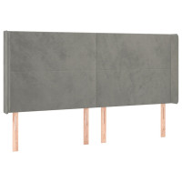 Produktbild för Sänggavel LED ljusgrå 163x16x118/128 cm sammet