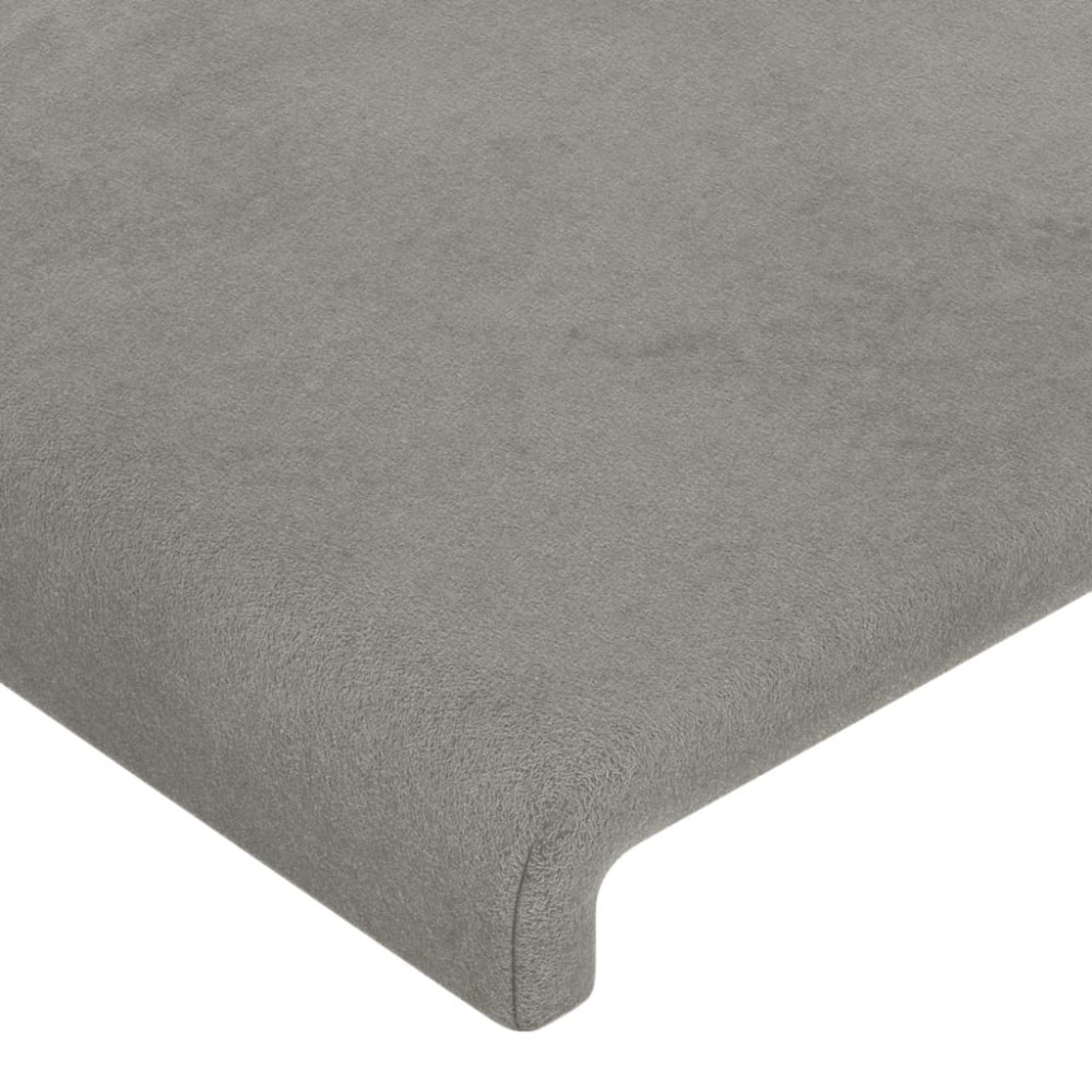 Produktbild för Sänggavel LED ljusgrå 163x16x118/128 cm sammet