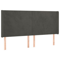Produktbild för Sänggavel LED mörkgrå 163x16x118/128 cm sammet