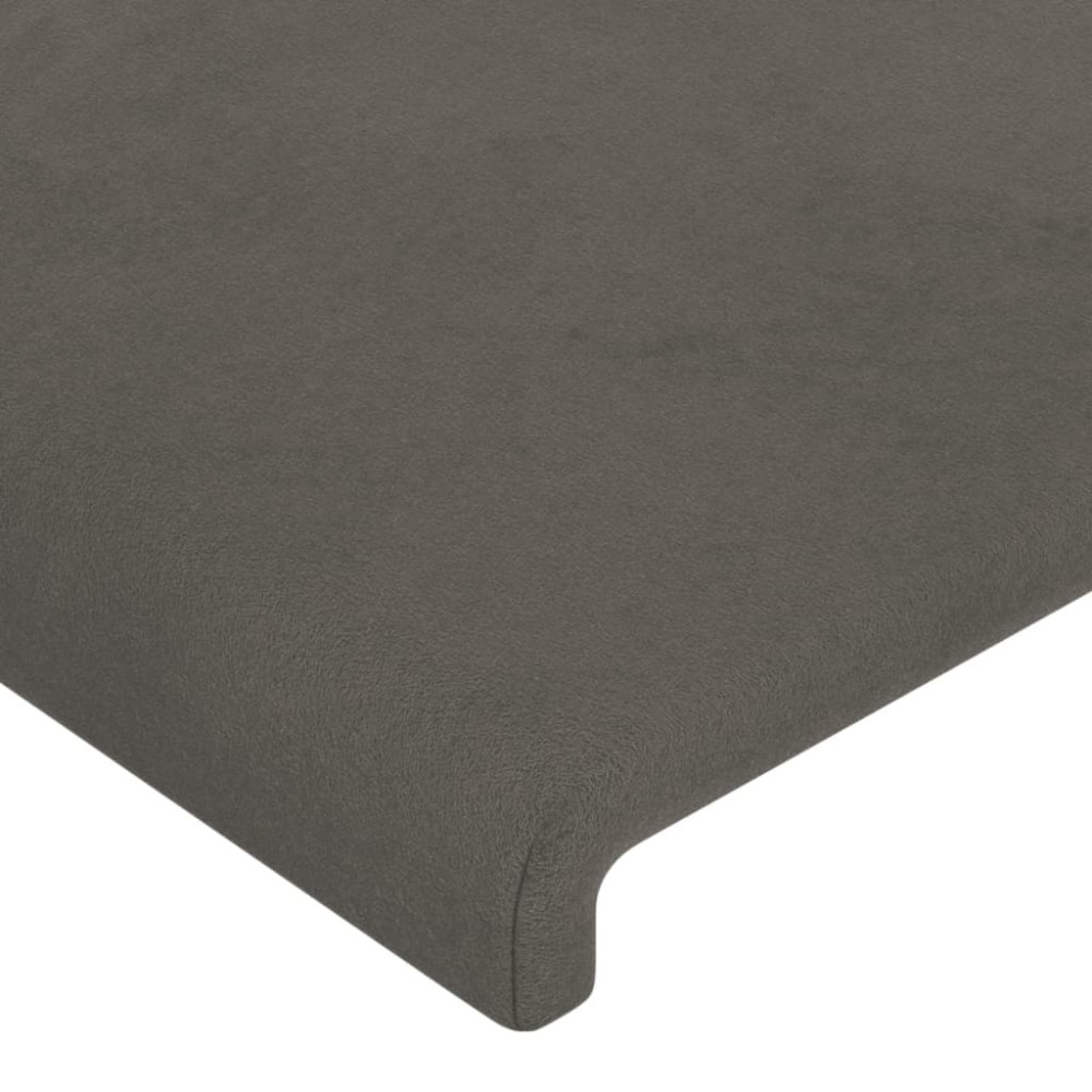 Produktbild för Sänggavel LED mörkgrå 163x16x118/128 cm sammet