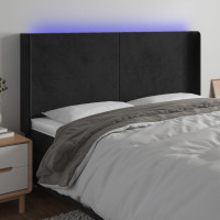 Produktbild för Sänggavel LED svart 163x16x118/128 cm sammet