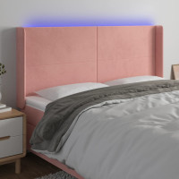 Produktbild för Sänggavel LED rosa 163x16x118/128 cm sammet