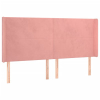 Produktbild för Sänggavel LED rosa 203x16x118/128 cm sammet