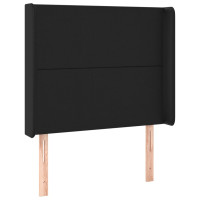 Produktbild för Sänggavel LED svart 93x16x118/128 cm konstläder