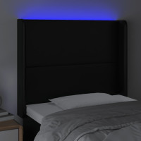 Produktbild för Sänggavel LED svart 93x16x118/128 cm konstläder