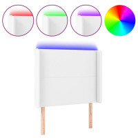 Produktbild för Sänggavel LED vit 93x16x118/128 cm konstläder
