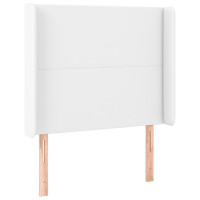 Produktbild för Sänggavel LED vit 93x16x118/128 cm konstläder