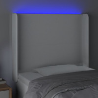 Produktbild för Sänggavel LED vit 93x16x118/128 cm konstläder