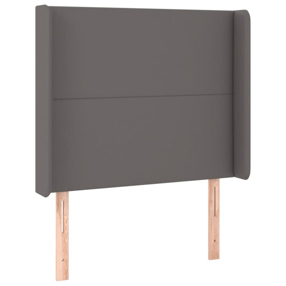 Produktbild för Sänggavel LED grå 93x16x118/128 cm konstläder