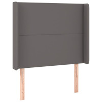 Produktbild för Sänggavel LED grå 93x16x118/128 cm konstläder