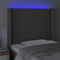 Produktbild för Sänggavel LED grå 93x16x118/128 cm konstläder