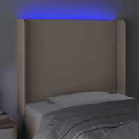 Produktbild för Sänggavel LED cappuccino 93x16x118/128 cm konstläder