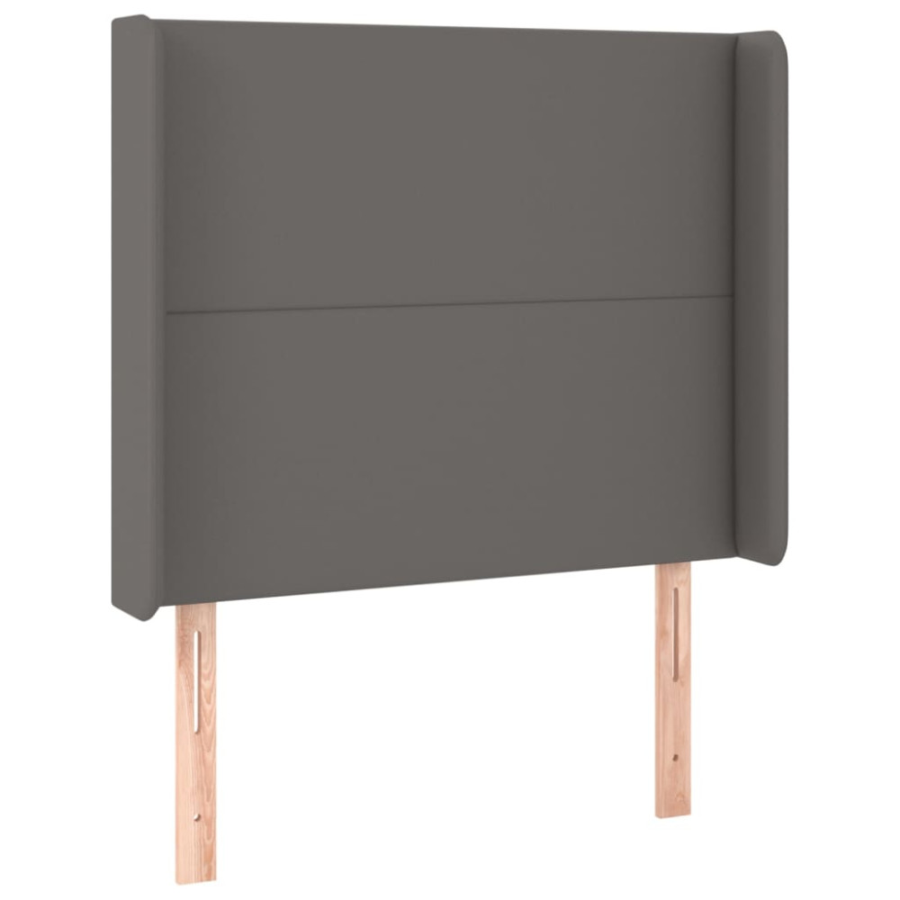 Produktbild för Sänggavel LED grå 103x16x118/128 cm konstläder