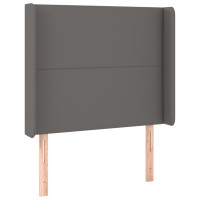 Produktbild för Sänggavel LED grå 103x16x118/128 cm konstläder