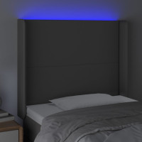Produktbild för Sänggavel LED grå 103x16x118/128 cm konstläder