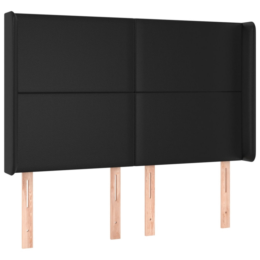 Produktbild för Sänggavel LED svart 147x16x118/128 cm konstläder