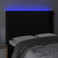 Produktbild för Sänggavel LED svart 147x16x118/128 cm konstläder