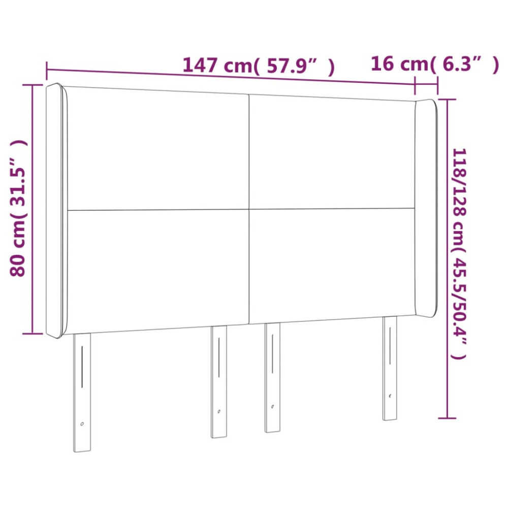 Produktbild för Sänggavel LED svart 147x16x118/128 cm konstläder