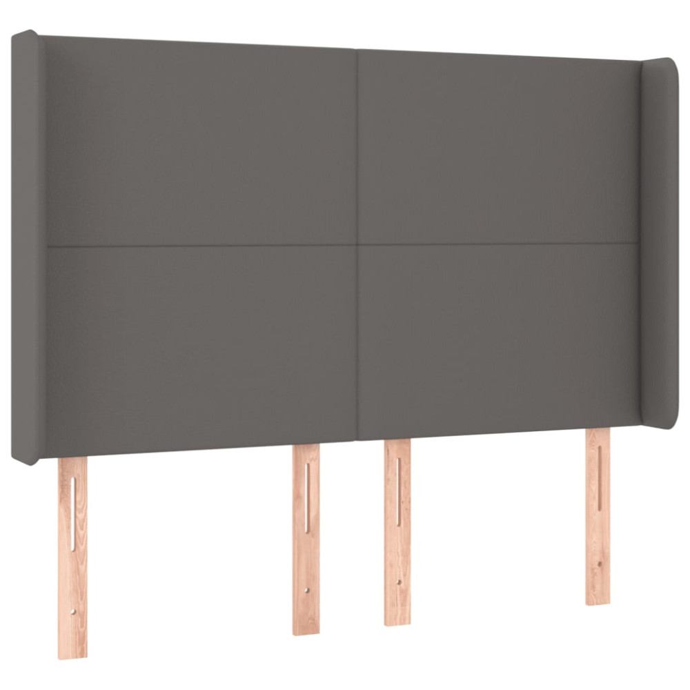 Produktbild för Sänggavel LED grå 147x16x118/128 cm konstläder