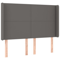 Produktbild för Sänggavel LED grå 147x16x118/128 cm konstläder