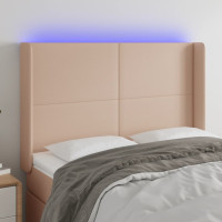 Produktbild för Sänggavel LED cappuccino 147x16x118/128 cm konstläder