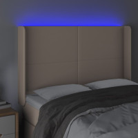 Produktbild för Sänggavel LED cappuccino 147x16x118/128 cm konstläder