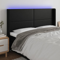 Produktbild för Sänggavel LED svart 163x16x118/128 cm konstläder