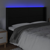 Produktbild för Sänggavel LED svart 163x16x118/128 cm konstläder