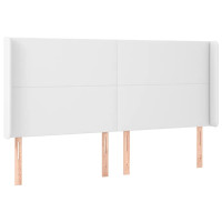 Produktbild för Sänggavel LED vit 163x16x118/128 cm konstläder