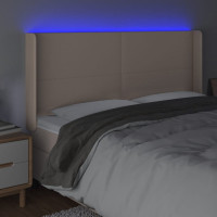 Produktbild för Sänggavel LED cappuccino 163x16x118/128 cm konstläder