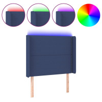Produktbild för Sänggavel LED blå 93x16x118/128 cm tyg