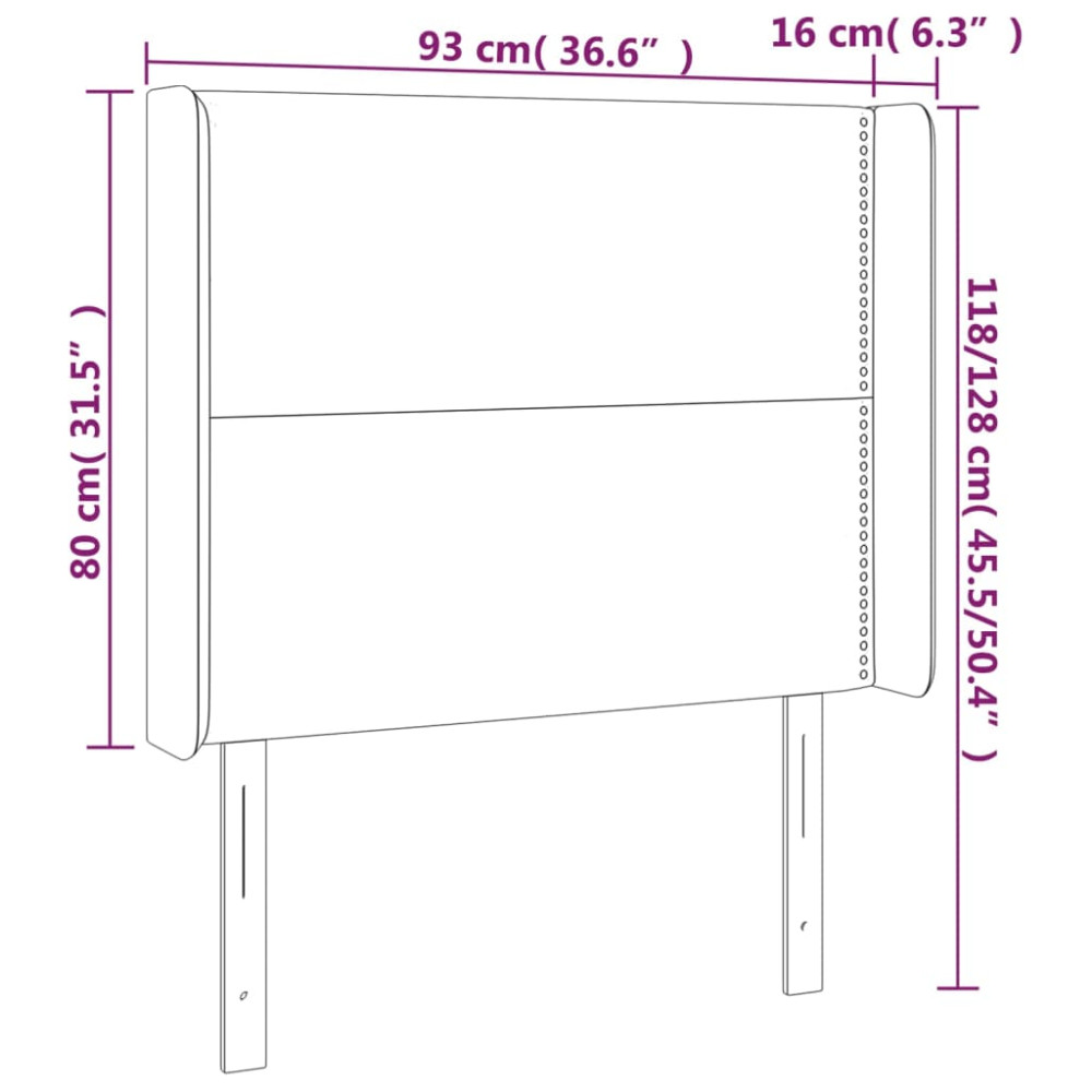 Produktbild för Sänggavel LED blå 93x16x118/128 cm tyg