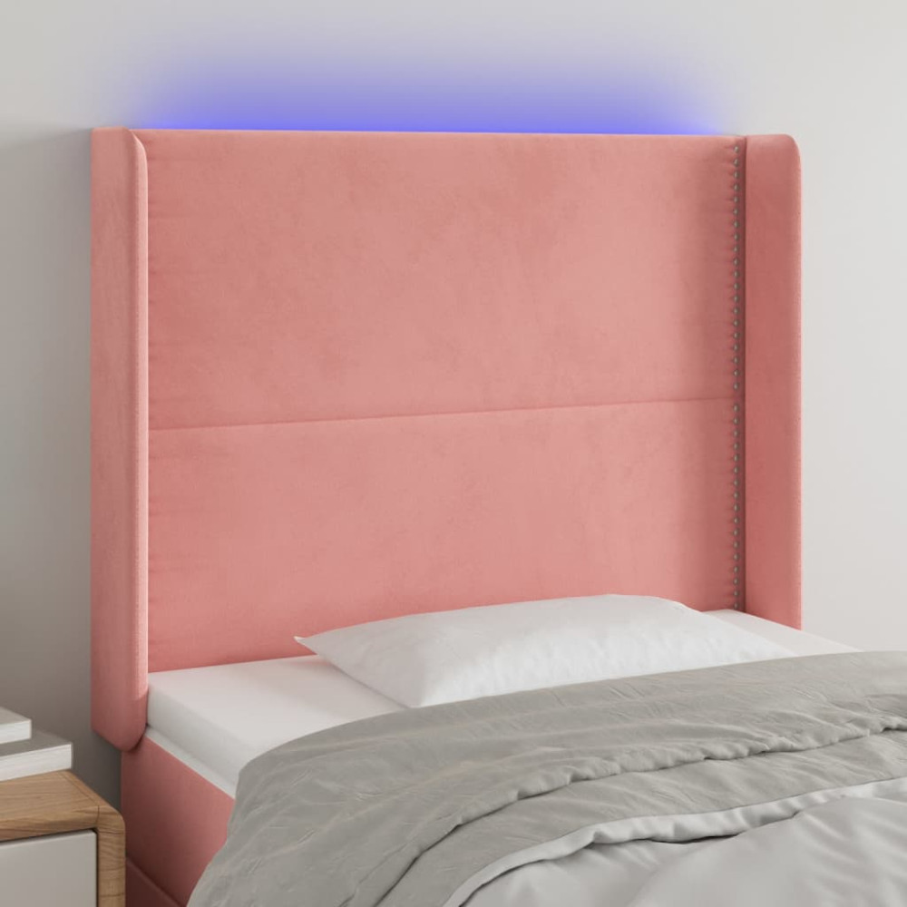 Produktbild för Sänggavel LED grön 83x16x118/128 cm sammet