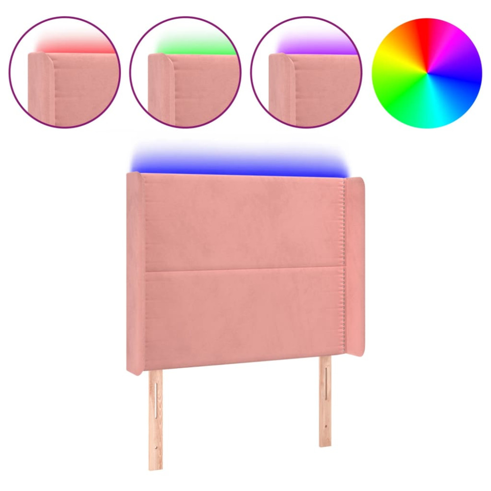 Produktbild för Sänggavel LED grön 83x16x118/128 cm sammet