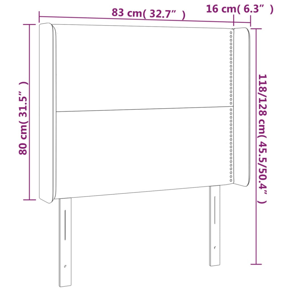 Produktbild för Sänggavel LED grön 83x16x118/128 cm sammet