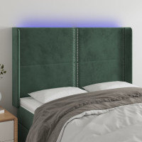 Produktbild för Sänggavel LED grön 147x16x118/128 cm sammet