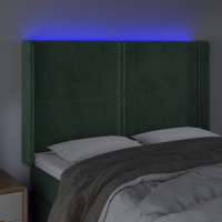 Produktbild för Sänggavel LED grön 147x16x118/128 cm sammet
