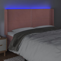 Produktbild för Sänggavel LED grön 183x16x118/128 cm sammet
