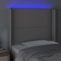 Produktbild för Sänggavel LED grå 83x16x118/128 cm konstläder