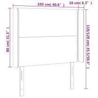 Produktbild för Sänggavel LED grå 103x16x118/128 cm konstläder