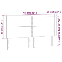 Produktbild för Sänggavel LED grå 203x16x118/128 cm konstläder