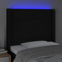 Produktbild för Sänggavel LED svart 103x16x118/128 cm tyg