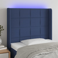 Miniatyr av produktbild för Sänggavel LED blå 103x16x118/128 cm tyg