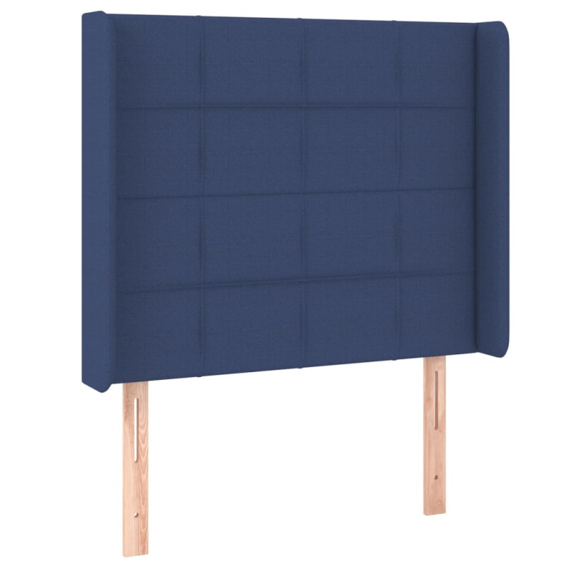 Produktbild för Sänggavel LED blå 103x16x118/128 cm tyg