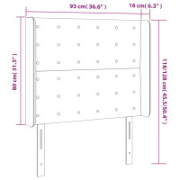 Produktbild för Sänggavel LED gräddvit 93x16x118/128 cm konstläder