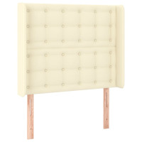 Produktbild för Sänggavel LED gräddvit 103x16x118/128 cm konstläder